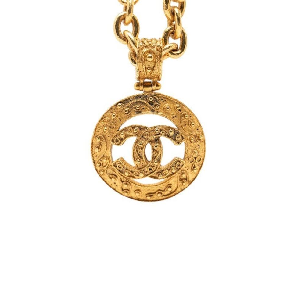Chanel 04A CC Logo Chain Pendant Necklace Gold Plated